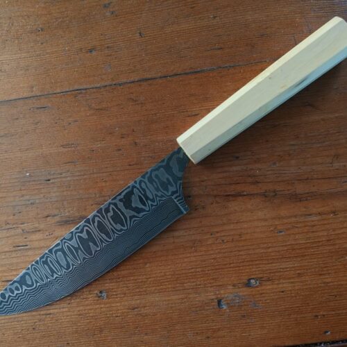 couteau droit lame damas manche buis