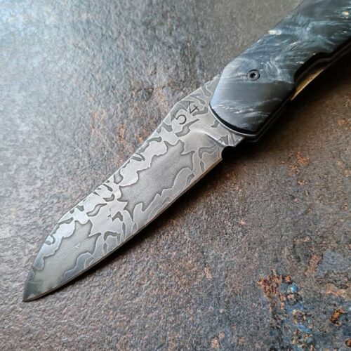 pliant Atrébate lame damas liner-lock artisanal forge fenain forge 59 stage découverte coutellerie hautdefrance